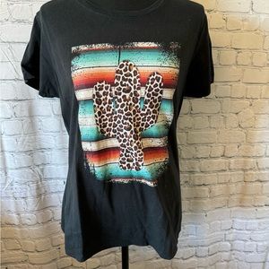 Port and Company Black Tee with Cactus Design
